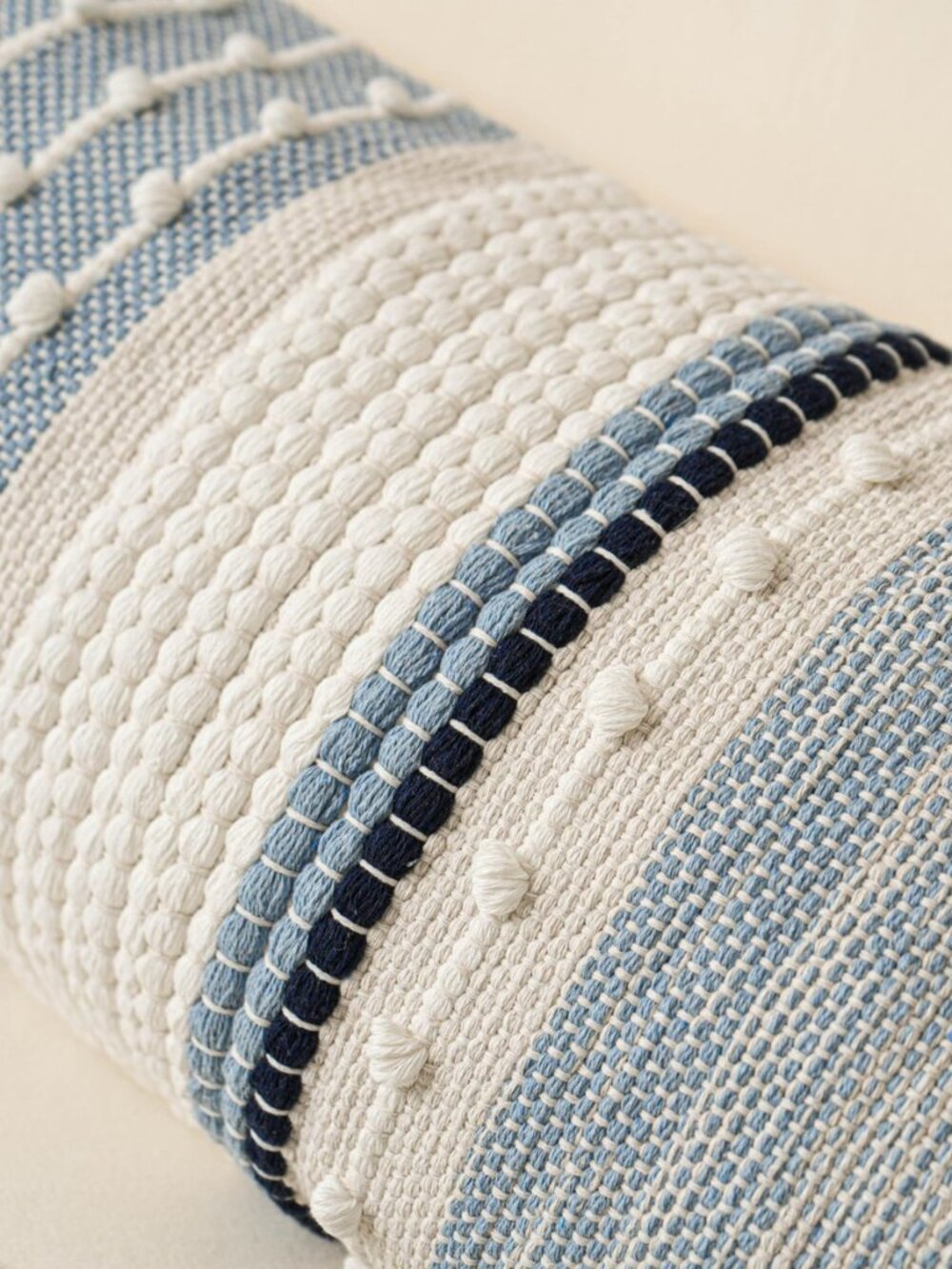 Coastal Blue Decorative Lumbar Pillow Cover 14x36 Boho Long Body Pillow for Bed - Picture 7 of 8